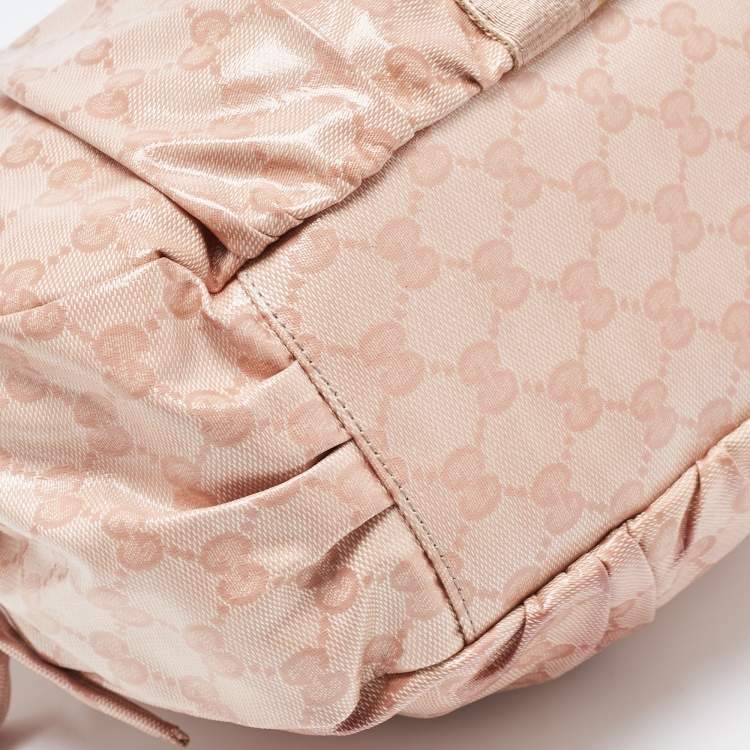 Pre Owned Gucci Pink GG Crystal Coated Canvas Web Horsebit Hobo