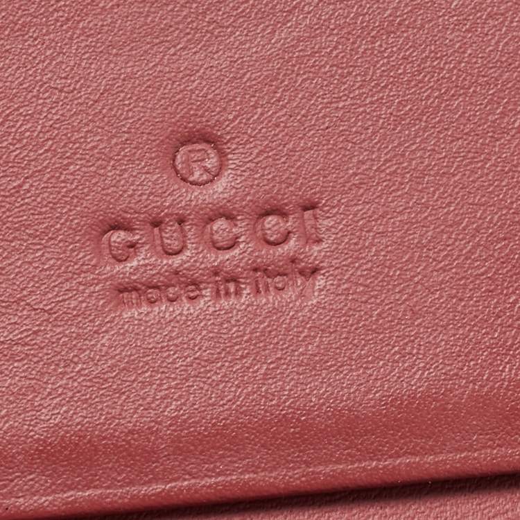 Pre Owned Gucci Beige/Pink GG Supreme Canvas Blooms Card Case