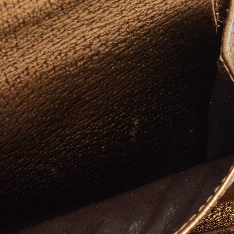 Pre Owned Gucci Beige/Gold GG Canvas and Leather Princy Trifold Wallet