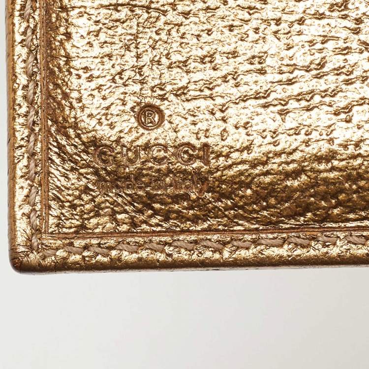 Pre Owned Gucci Beige/Gold GG Canvas and Leather Princy Trifold Wallet