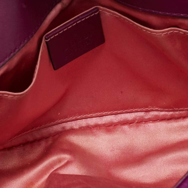 Pre Owned Gucci Magenta Matelassé Velver Mini GG Marmont Shoulder Bag