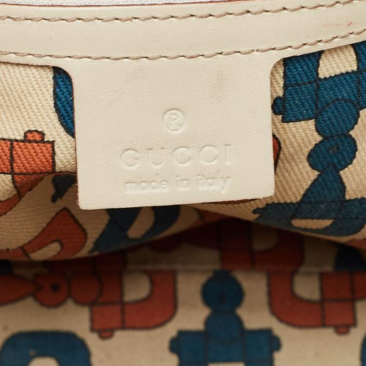 Pre Owned Gucci Light Beige Guccissima Leather Medium Punch Tote