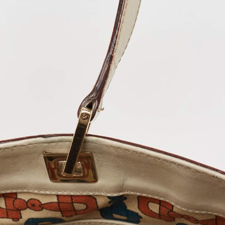Pre Owned Gucci Light Beige Guccissima Leather Medium Punch Tote