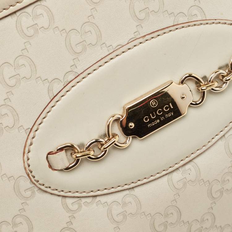 Pre Owned Gucci Light Beige Guccissima Leather Medium Punch Tote