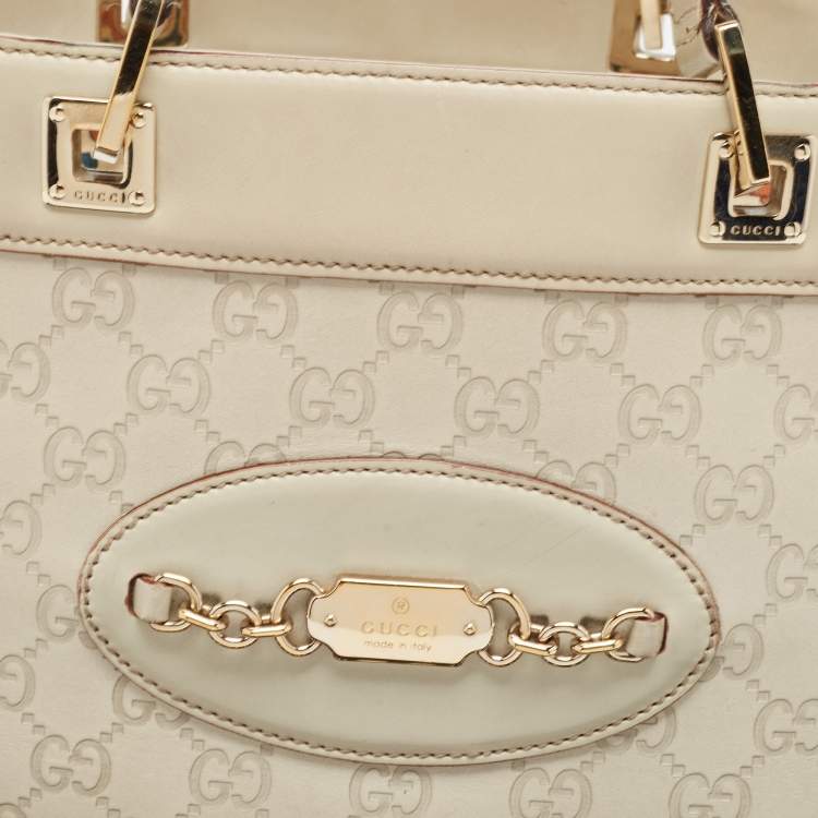 Pre Owned Gucci Light Beige Guccissima Leather Medium Punch Tote