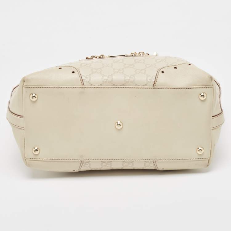 Pre Owned Gucci Light Beige Guccissima Leather Medium Punch Tote