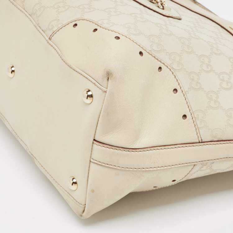 Pre Owned Gucci Light Beige Guccissima Leather Medium Punch Tote