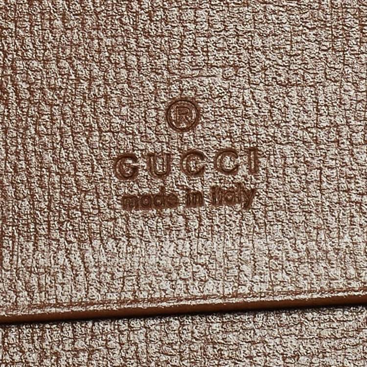 Pre Owned Gucci Tan/Beige GG Supreme Canvas and Leather Jackie 1961 Card Case Wallet
