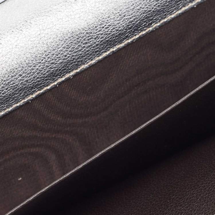 Pre Owned Gucci Silver Guccissima Leather Flap Continental Wallet