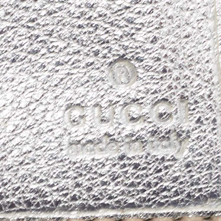 Pre Owned Gucci Silver Guccissima Leather Flap Continental Wallet
