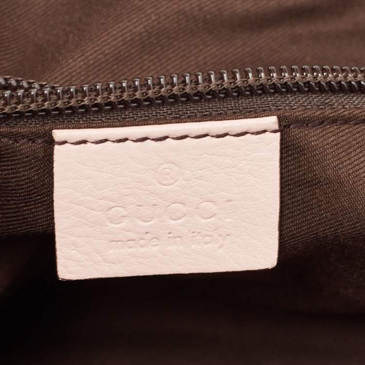Pre Owned Gucci Pink/Beige GG Canvas and Leather Sherry Line Tote