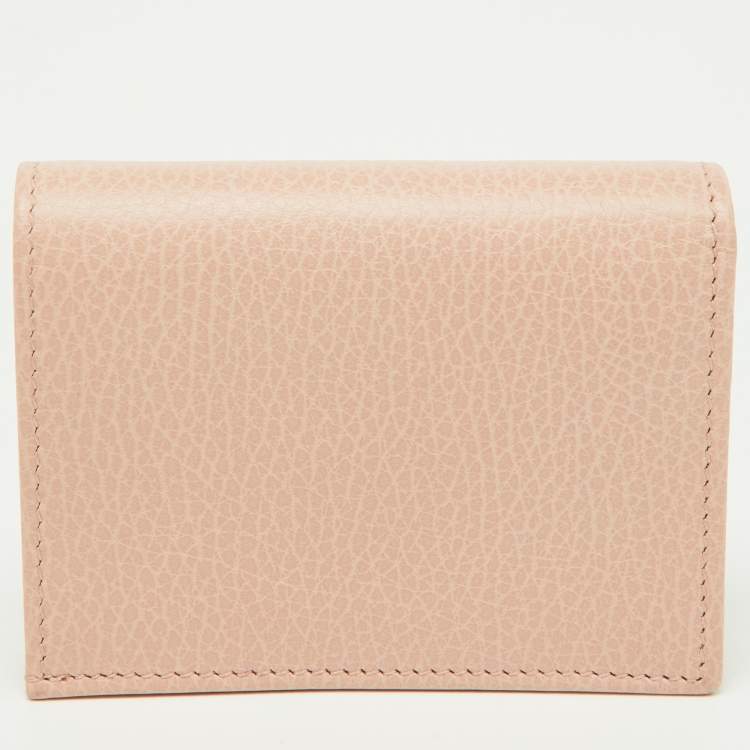Pre Owned Gucci Pink Leather GG Marmont Butterfly Bifold Wallet