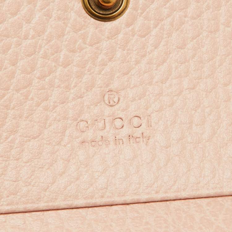 Pre Owned Gucci Pink Leather GG Marmont Butterfly Bifold Wallet