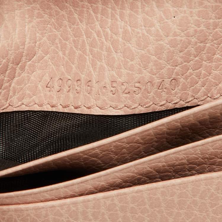 Pre Owned Gucci Pink Leather GG Marmont Butterfly Bifold Wallet