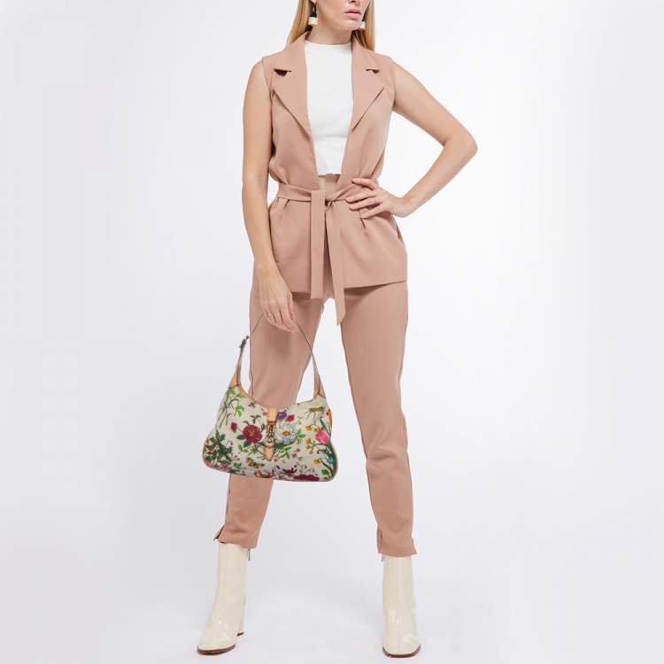 Pre Owned Gucci Multicolor Botanical Floral Canvas and Leather Jackie O Bouvier Hobo