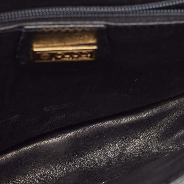 Pre Owned Gucci Black Crocodile Leather Interlocking GG Flap Crossbody Bag