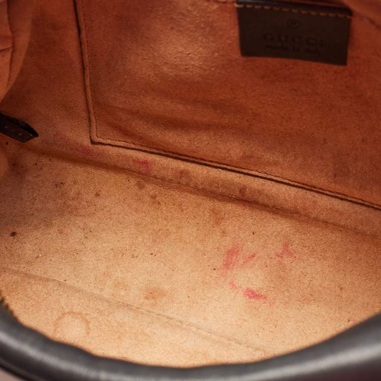 Pre Owned Gucci Black Matelassé Leather Small GG Marmont Camera Bag