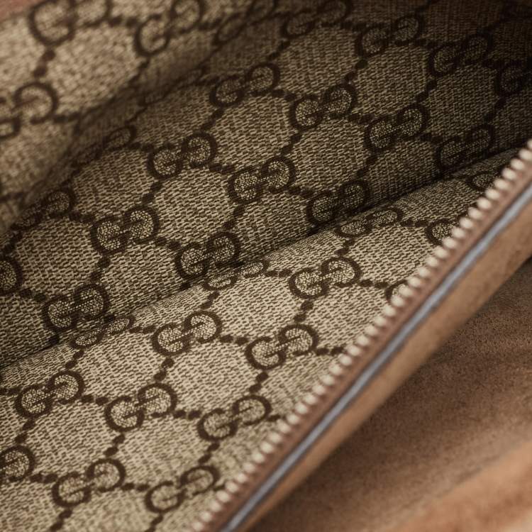 Pre Owned Gucci Beige GG Supreme Canvas and Suede Small Dionysus Shoulder Bag