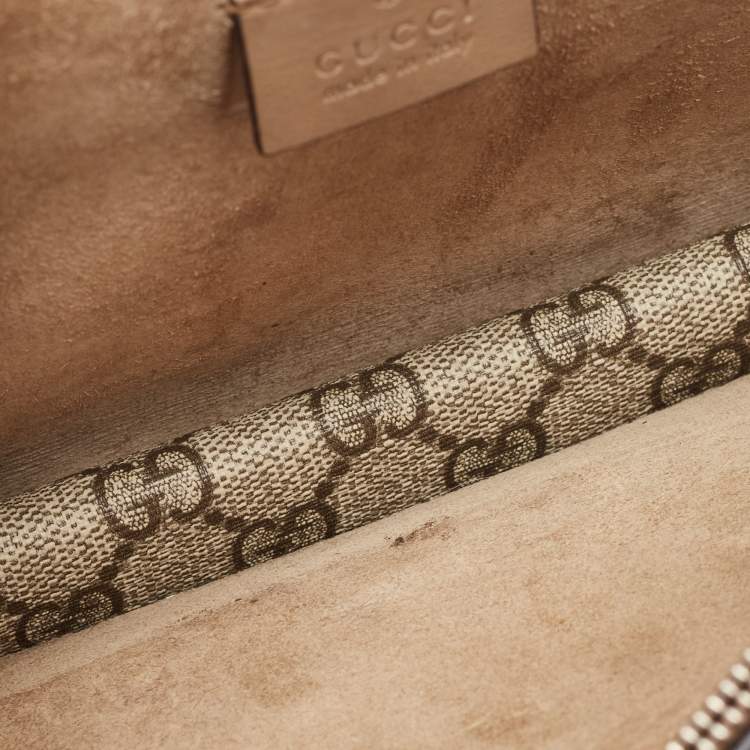 Pre Owned Gucci Beige GG Supreme Canvas and Suede Small Dionysus Shoulder Bag