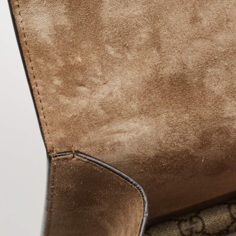 Pre Owned Gucci Beige GG Supreme Canvas and Suede Small Dionysus Shoulder Bag