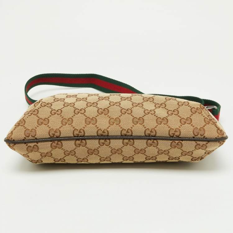 Pre Owned Gucci Beige GG Canvas and Leather Crossbody Bag