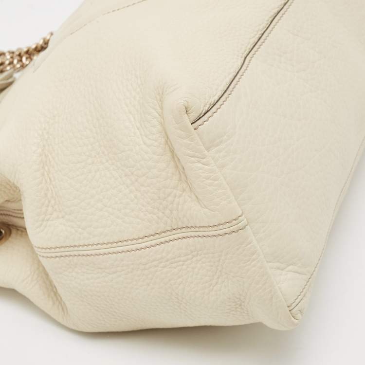 Pre Owned Gucci White Leather Medium Chain Soho Shoulder Bag