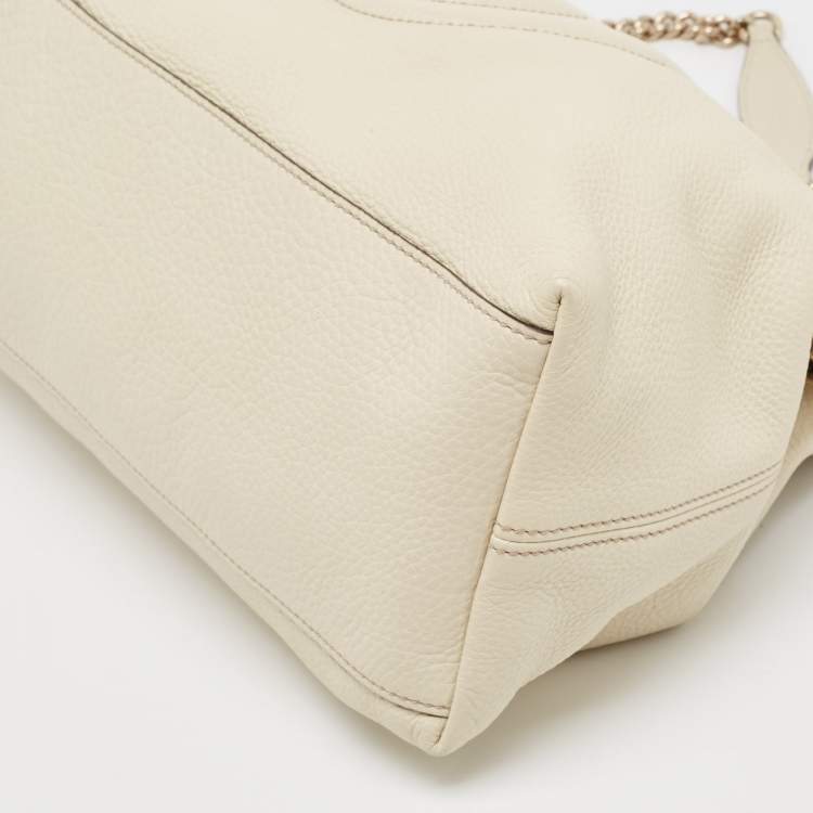 Pre Owned Gucci White Leather Medium Chain Soho Shoulder Bag
