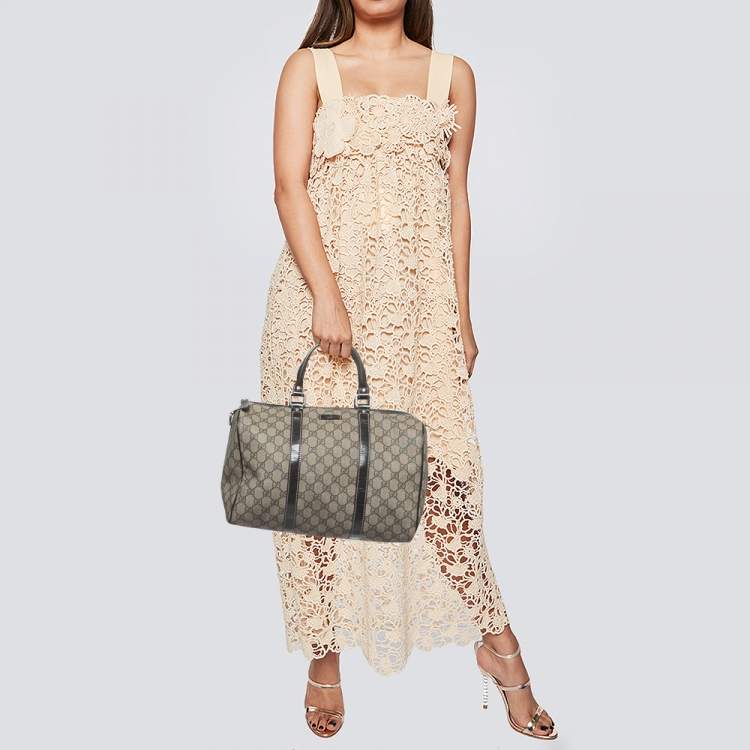 مملوكة مسبقًا Gucci Beige/Brown GG Supreme Canvas and Leather Medium Joy Boston Bag