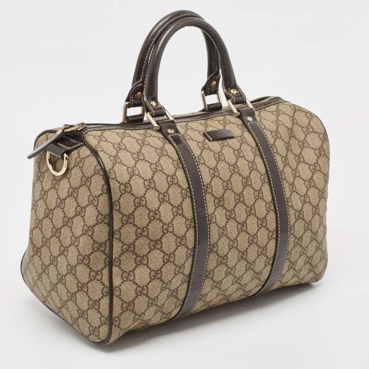 مملوكة مسبقًا Gucci Beige/Brown GG Supreme Canvas and Leather Medium Joy Boston Bag