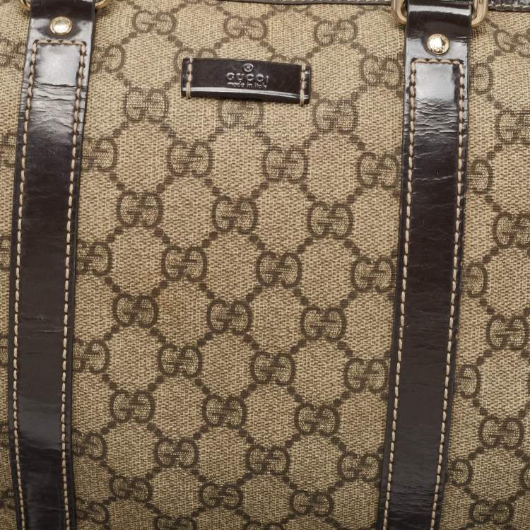 مملوكة مسبقًا Gucci Beige/Brown GG Supreme Canvas and Leather Medium Joy Boston Bag
