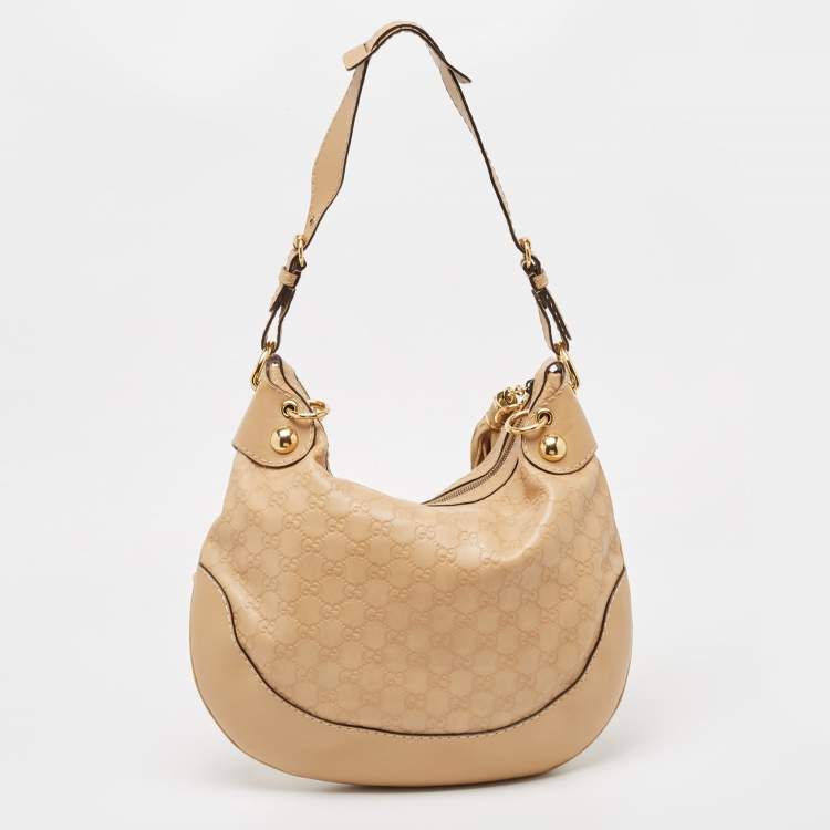 Pre Owned Gucci Beige Guccissima Leather Babouska Heart Hobo
