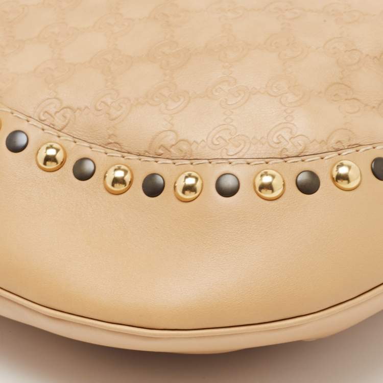 Pre Owned Gucci Beige Guccissima Leather Babouska Heart Hobo