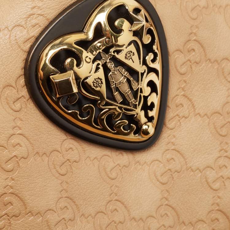 Pre Owned Gucci Beige Guccissima Leather Babouska Heart Hobo