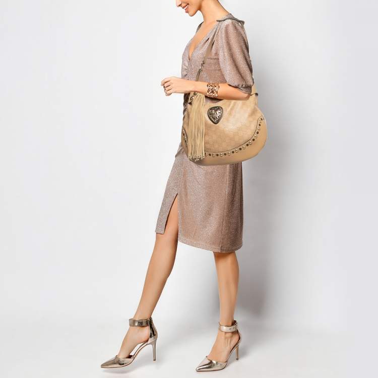 Pre Owned Gucci Beige Guccissima Leather Babouska Heart Hobo