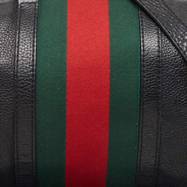 Pre Owned Gucci Black Leather Medium Vintage Web Boston Bag