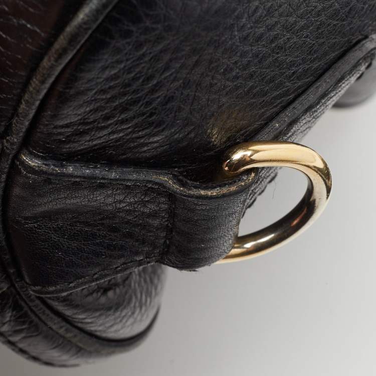 Pre Owned Gucci Black Leather Medium Vintage Web Boston Bag