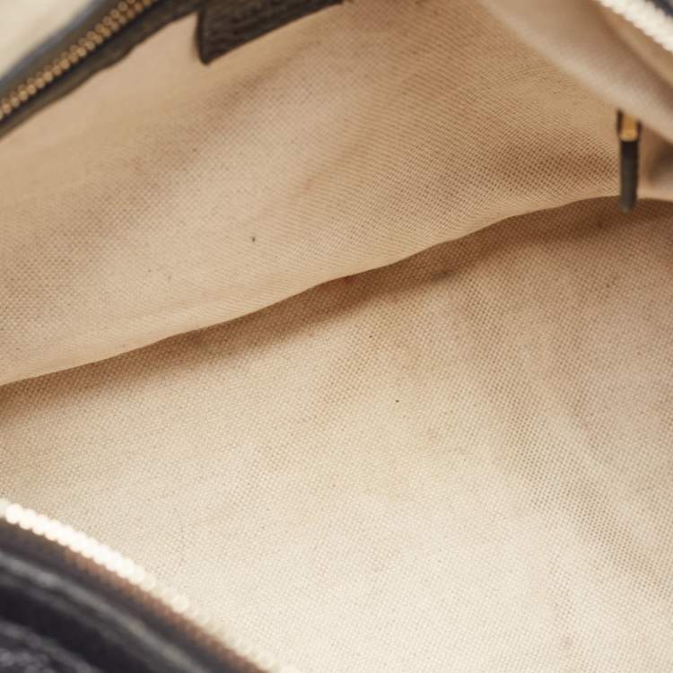 Pre Owned Gucci Black Leather Medium Vintage Web Boston Bag
