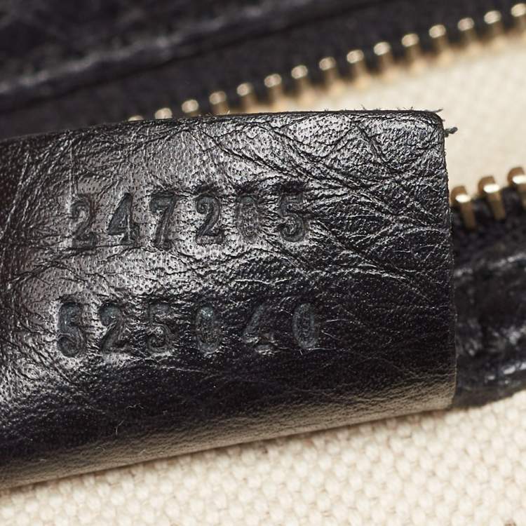 Pre Owned Gucci Black Leather Medium Vintage Web Boston Bag