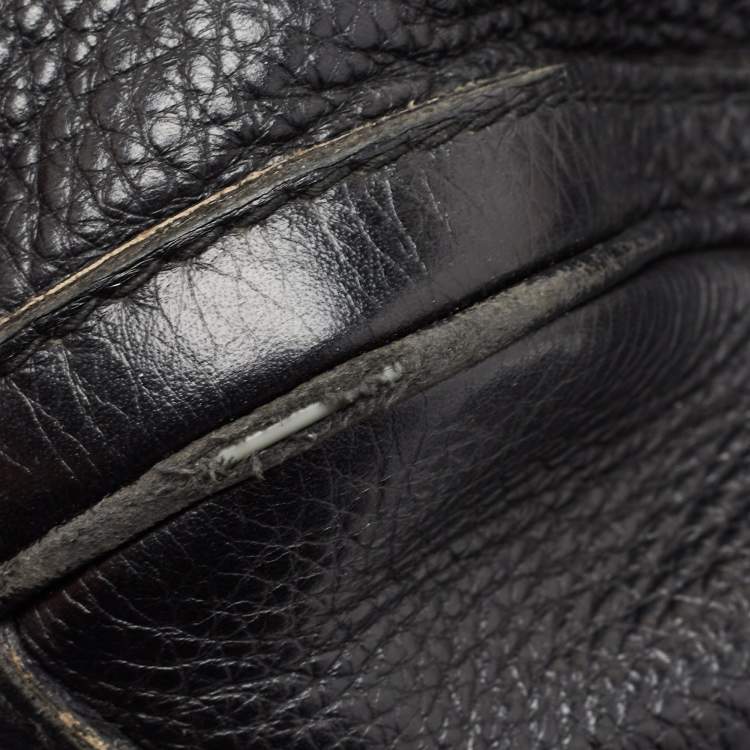 Pre Owned Gucci Black Leather Medium Vintage Web Boston Bag