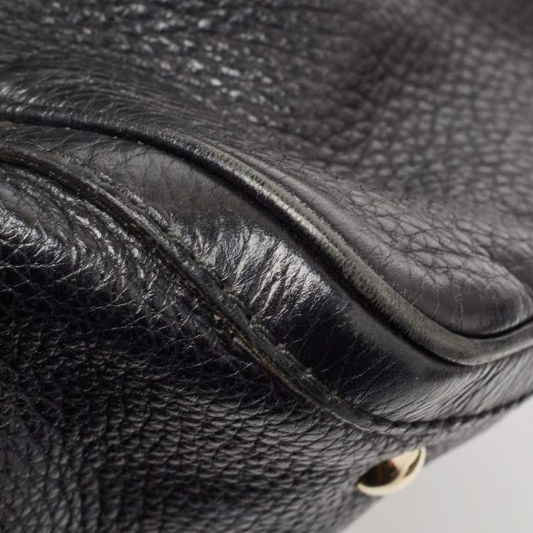 Pre Owned Gucci Black Leather Medium Vintage Web Boston Bag