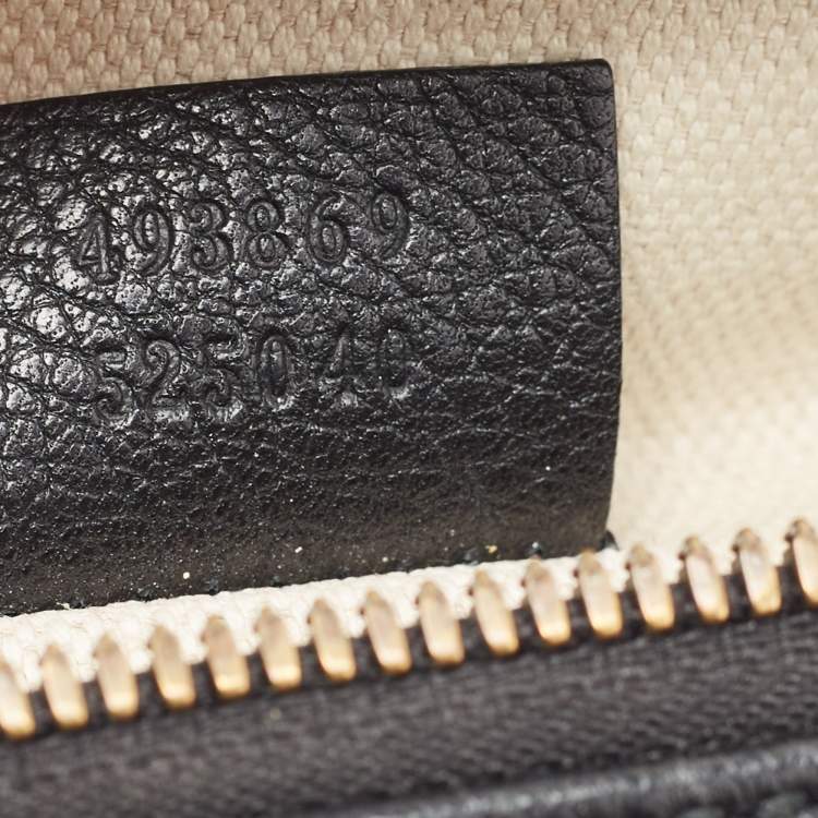 Pre Owned Gucci Black Pebbled Leather Logo Web Belt Bag