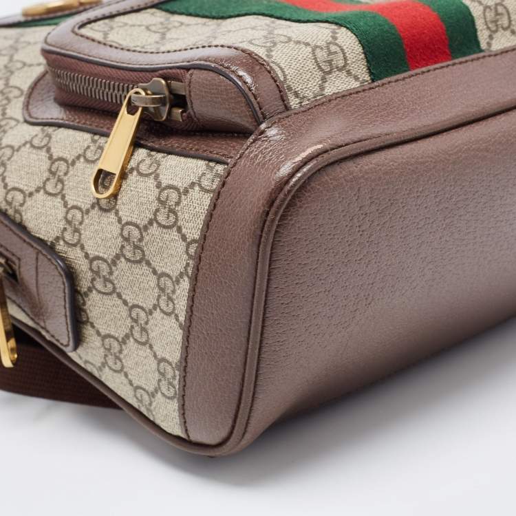 Pre Owned Gucci Beige/Ebony GG Supreme Coated Canvas Small Ophidia Backpack