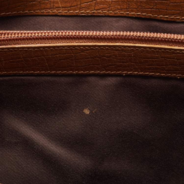 Pre Owned Gucci Brown/Beige GG Canvas And Leather Bamboo Tote