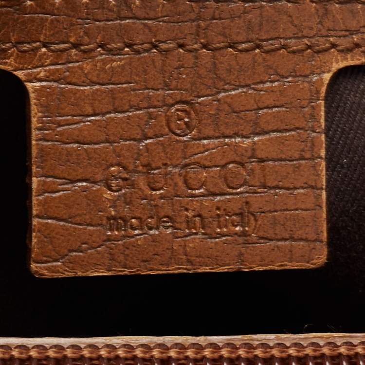 Pre Owned Gucci Brown/Beige GG Canvas And Leather Bamboo Tote