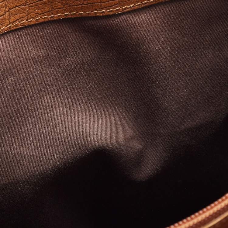 Pre Owned Gucci Brown/Beige GG Canvas And Leather Bamboo Tote