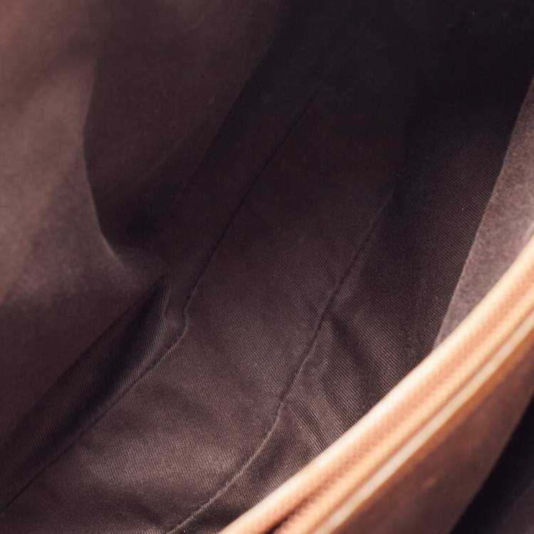 Pre Owned Gucci Brown/Beige GG Canvas And Leather Bamboo Tote