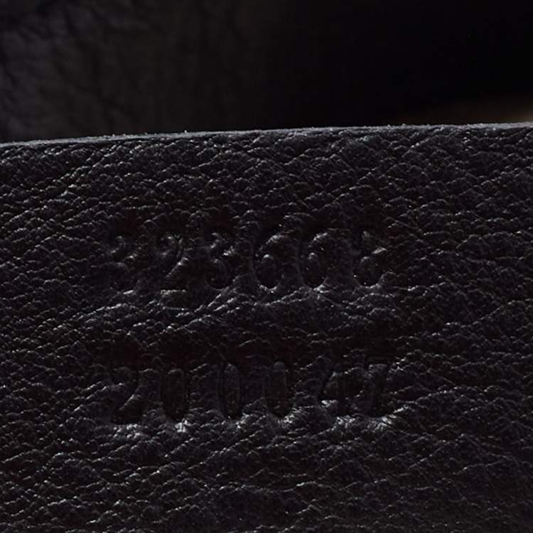 Pre Owned Gucci Beige/Black GG Canvas and Leather Hobo