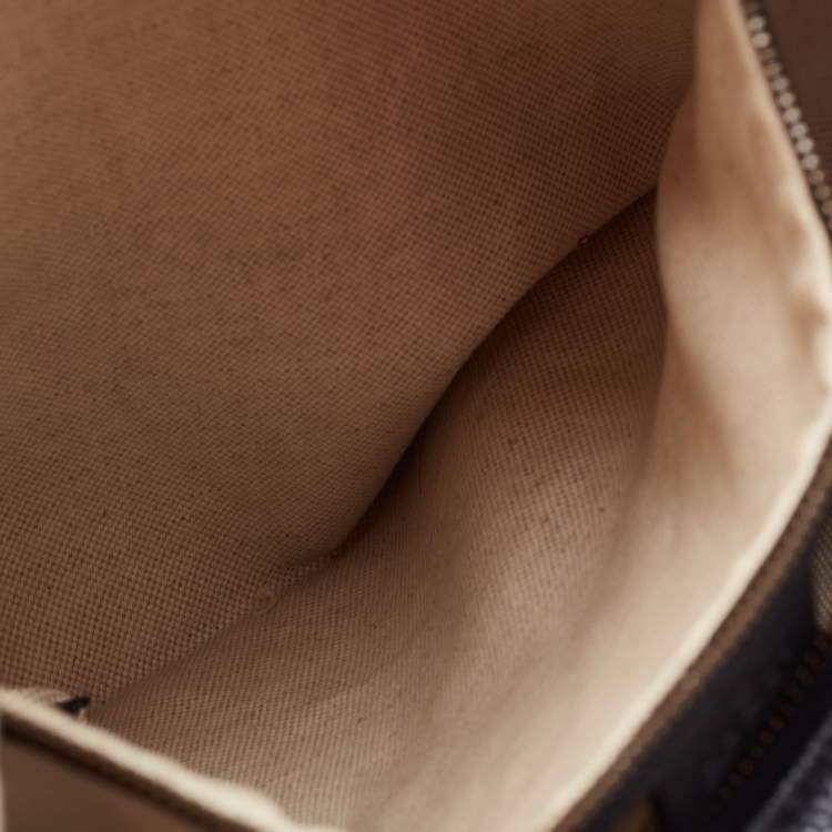 Pre Owned Gucci Beige/Black GG Canvas and Leather Hobo