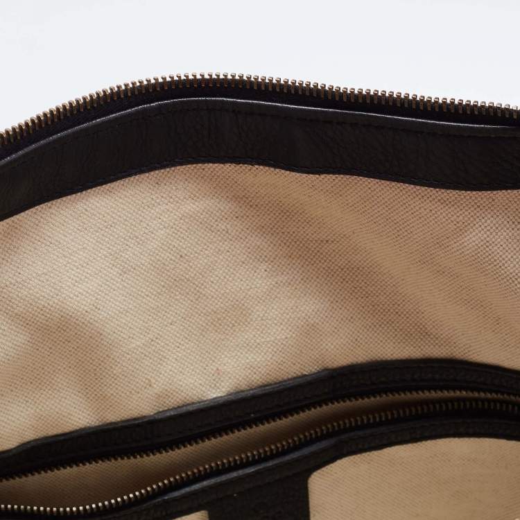 Pre Owned Gucci Beige/Black GG Canvas and Leather Hobo