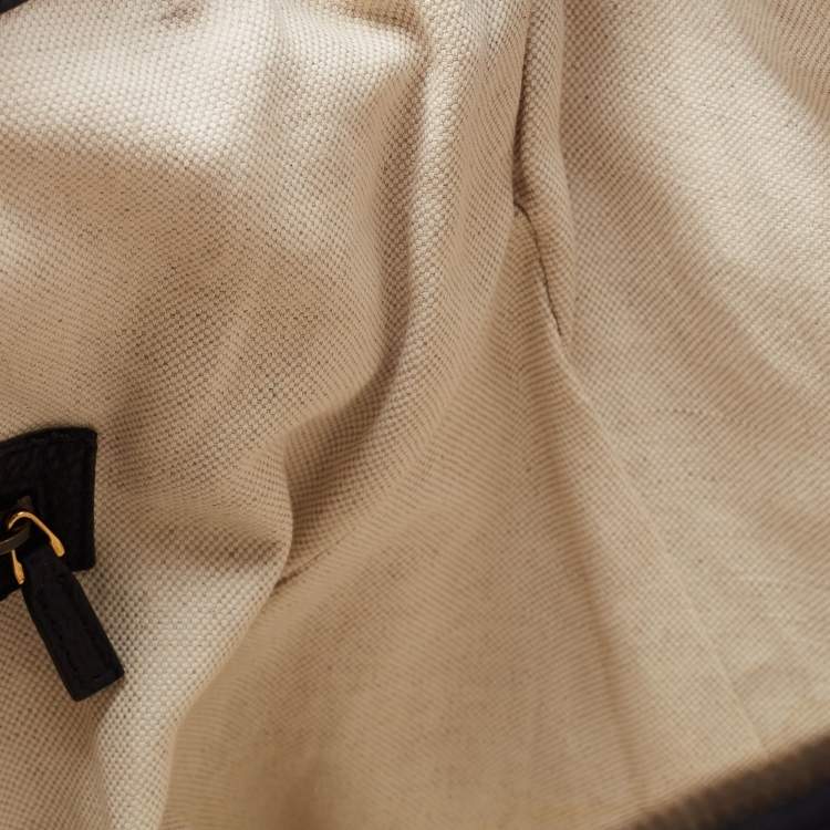 Pre Owned Gucci Beige/Black GG Canvas and Leather Hobo